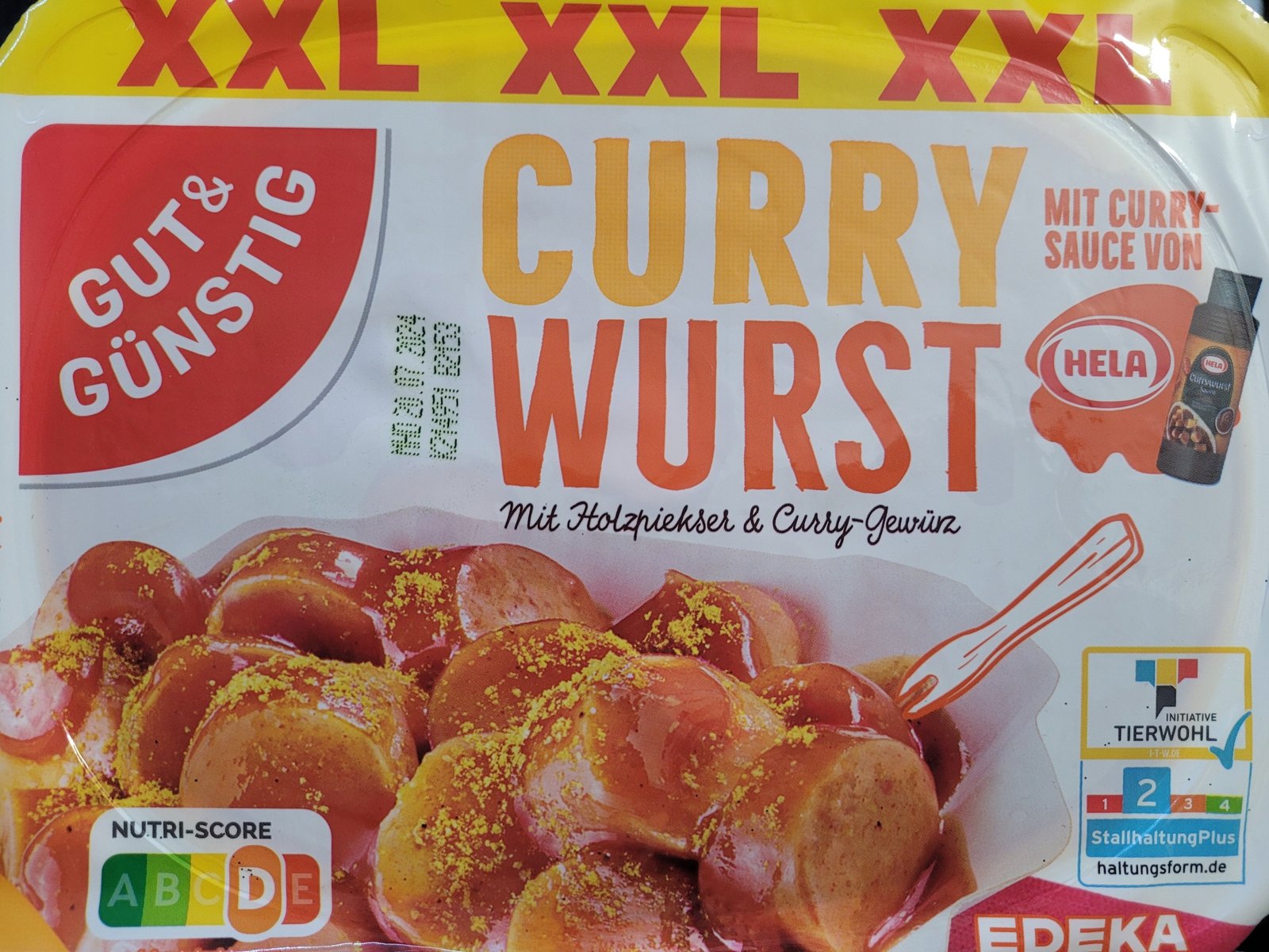 GUT&GUNSTIG * XXL * CURRYWURST IN HELA CURRY TOMATO SAUCE SAUSAGE 500G (Kaufe 2 Packungen Currywurst  und erhalte 1 Packung Knorr Fix kostenlos!)